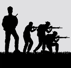 four military squad silhouettes