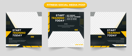 Gym training and fitness square banner template promotional banner for social media post web banner and flyer
