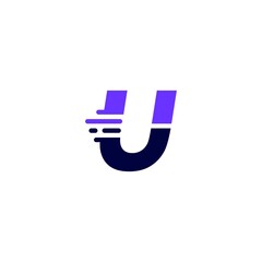 u letter dash lowercase tech digital fast quick delivery movement blue logo vector icon illustration © gaga vastard
