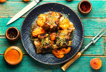 Beef ribs in apricots