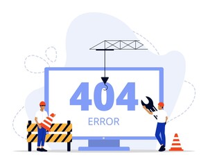 Vector Illustration, Website under construction Concept, Showing 404 internet connection problem message, Suitable for landing page, UI, web, App intro card, editorial, flyer, and banner