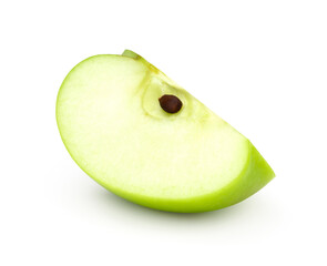 green apple fruit slices isolated on white background, fresh green apple fruit.