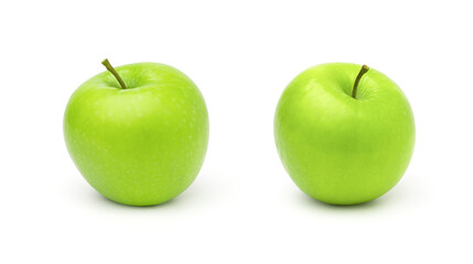 fresh green apple isolated on white background, collection.