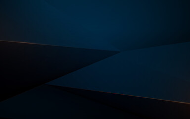 Abstract blue geometric shapes and golden cut lines in luxury concept. Minimal background. Vector illustration