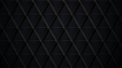 Abstract golden lines and black triangles shape pattern background. Vector illustration