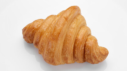 Croissants rotating on a white background. Fresh baked croissants. Homemade bakery
