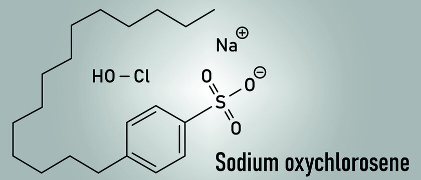 Sodium oxychlorosene antiseptic molecule. Skeletal formula.