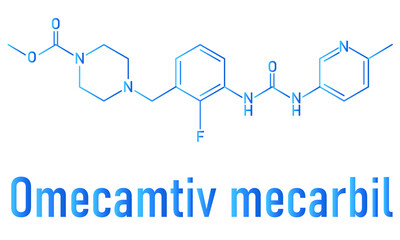 Omecamtiv mecarbil heart failure drug molecule. Skeletal formula. - obrazy, fototapety, plakaty