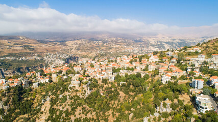 Fototapeta na wymiar Aerial view of the city and valley in Lebanon