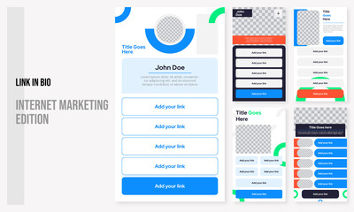 Set of editable social media instagram link in bio digital agency, bio link design vector template ai & eps 10