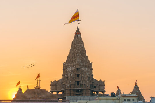 Dwarkadhish Temple At Evening.