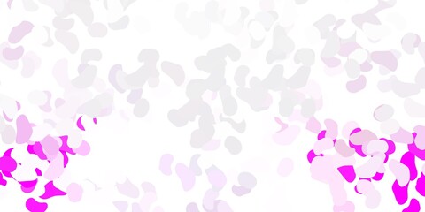 Light purple, pink vector texture with memphis shapes.