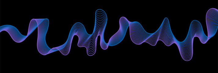 Blue purple abstract neon soundwaves concept background. Vector design
