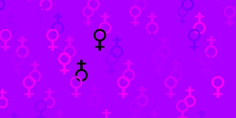Light Purple vector backdrop with woman's power symbols.
