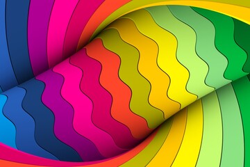 Colorful waves abstract background 3D render illustration