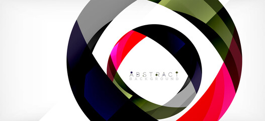 Fototapeta premium Color circle shapes, minimal geometric background. Trendy dynamic composition. Vector Illustration For Wallpaper, Banner, Background, Landing Page