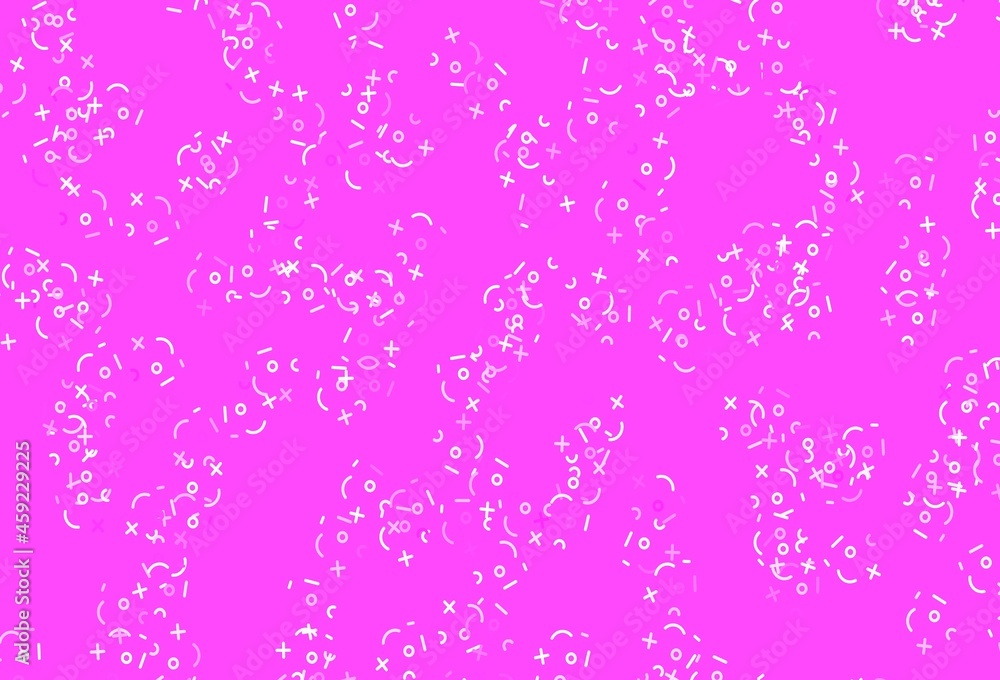 Poster light pink vector background with arithmetic signs.