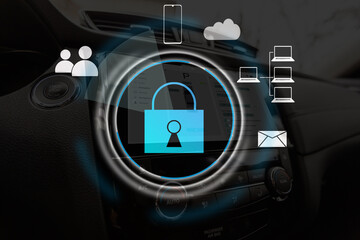 Person using a laptop computer with technology cybersecurity and privacy concept. protection and safe data for global network security