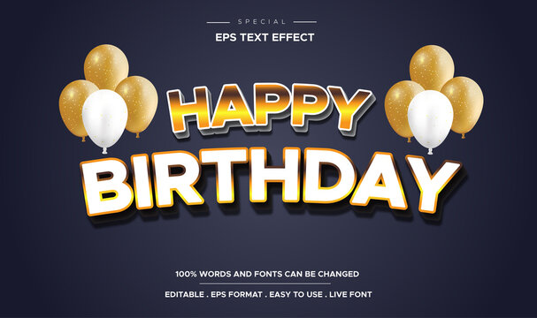Happy birthday text effect editable