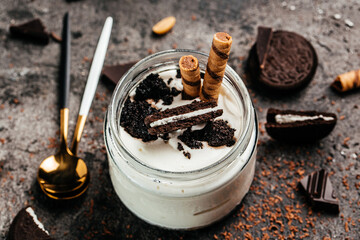 homemade ice cream and cookies. organic dessert gelato