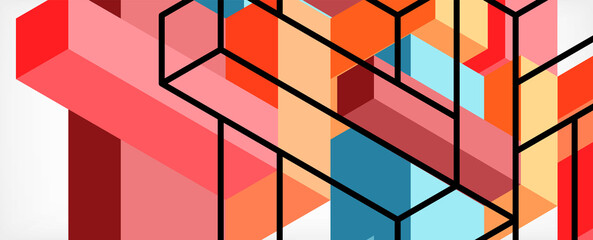 Abstract background. 3d cubes, cubic elements and blocks. Techno or business concept for wallpaper, banner, background, landing page