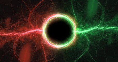 Neon circle lightning with copy space, cool background