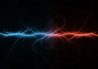 Fire and ice lightning, abstract electrical power background