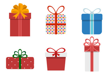 Set of Christmas holiday gift boxes collection, Flat design Illustrations