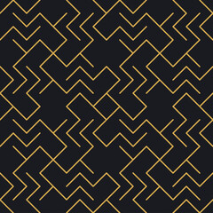 Abstract seamless geometric gold linear pattern for packaging, design of luxury products. Vector illustration for wallpaper, surface, web design, textile, décor.