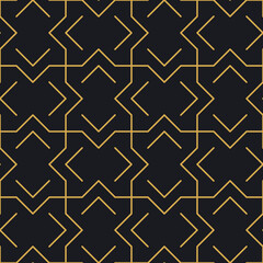 Abstract seamless geometric gold linear pattern for packaging, design of luxury products. Vector illustration for wallpaper, surface, web design, textile, décor.