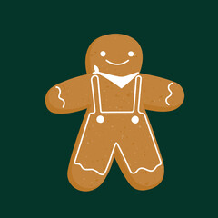 christmas gingerbread man. new year cookies character. gingerbread with glaze. stock vector cartoon flat isolated illustration.