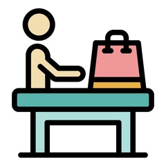 Shop client icon. Outline shop client vector icon color flat isolated