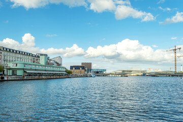 Beautiful historic buildings on the bank of the canal in Copenhagen, Denmark. European architecture. Architecture.