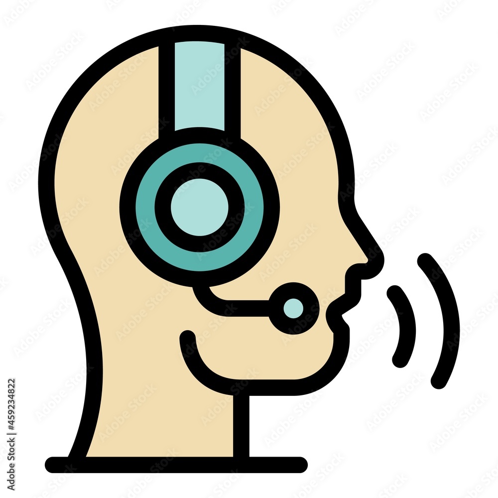 Poster shop operator icon. outline shop operator vector icon color flat isolated