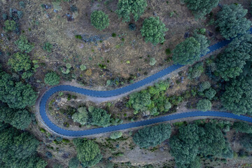 Aerial landscape with mountain road.