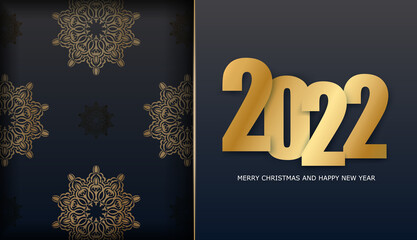 2022 brochure merry christmas and happy new year black with luxury gold pattern