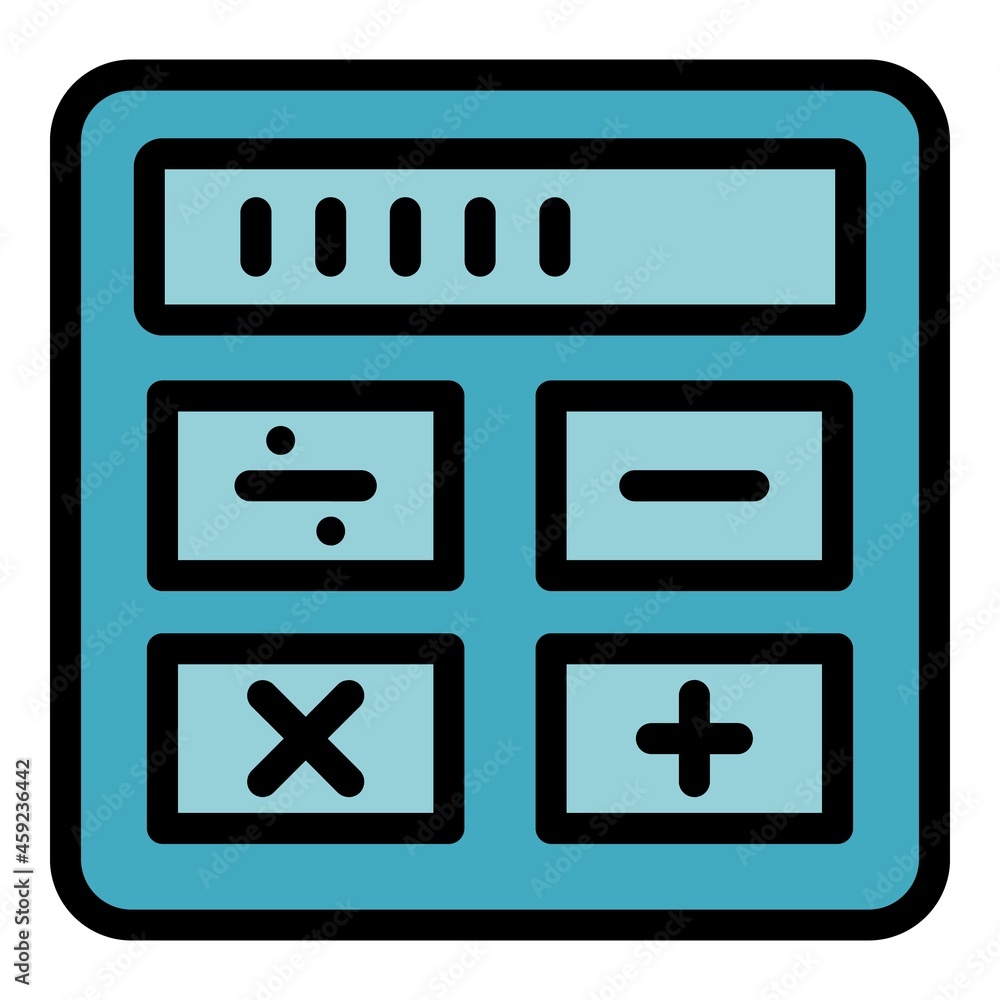 Poster calculator icon. outline calculator vector icon color flat isolated