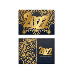 Flyer 2022 merry christmas black with luxury gold pattern