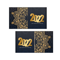 Flyer 2022 merry christmas black with vintage gold pattern