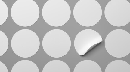 Blank white round sticker curved corner mockup, paper cutter mockup. 3d rendering