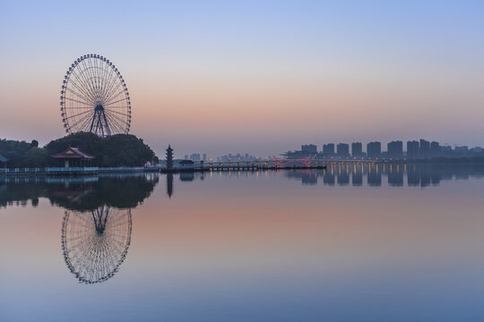 The taihu lake and city with 
