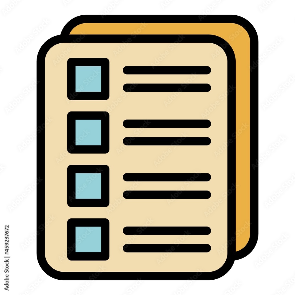 Poster check list icon. outline check list vector icon color flat isolated