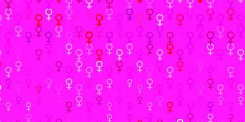 Light Purple, Pink vector pattern with feminism elements.
