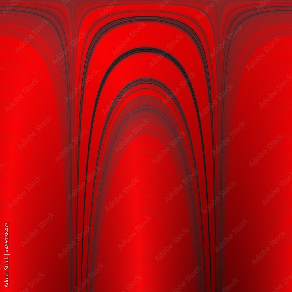 Poster repeating polar coordinate design in vivid red to black coloured gradient in unique glowing style pa