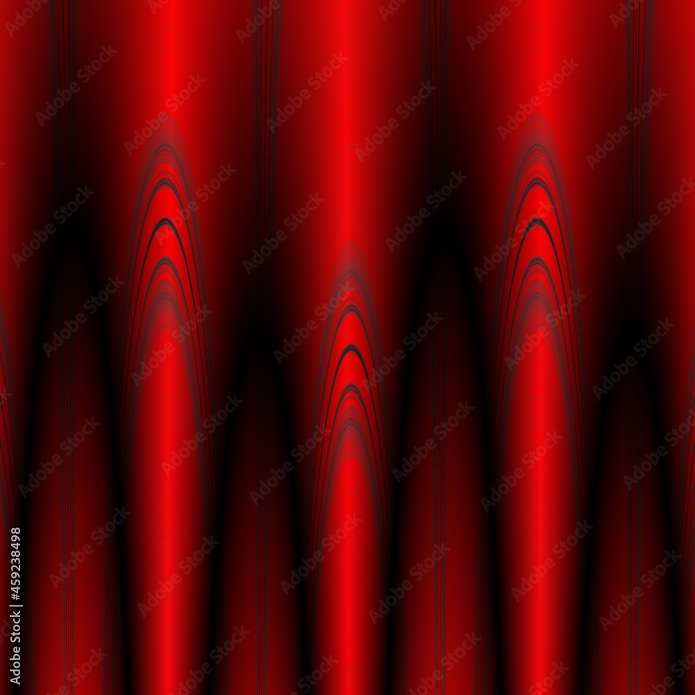 Poster repeating polar coordinate design in vivid red to black coloured gradient in unique glowing style pa