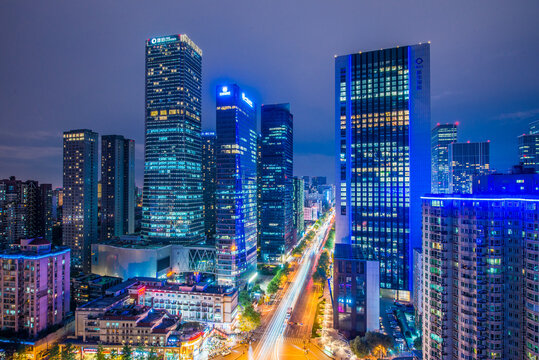 Fototapeta Chengdu city high building night