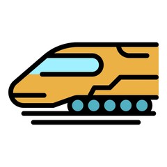 Fast train icon. Outline fast train vector icon color flat isolated