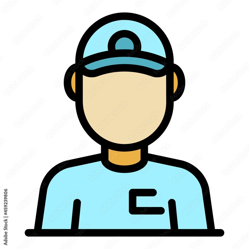 Poster train worker icon. outline train worker vector icon color flat isolated
