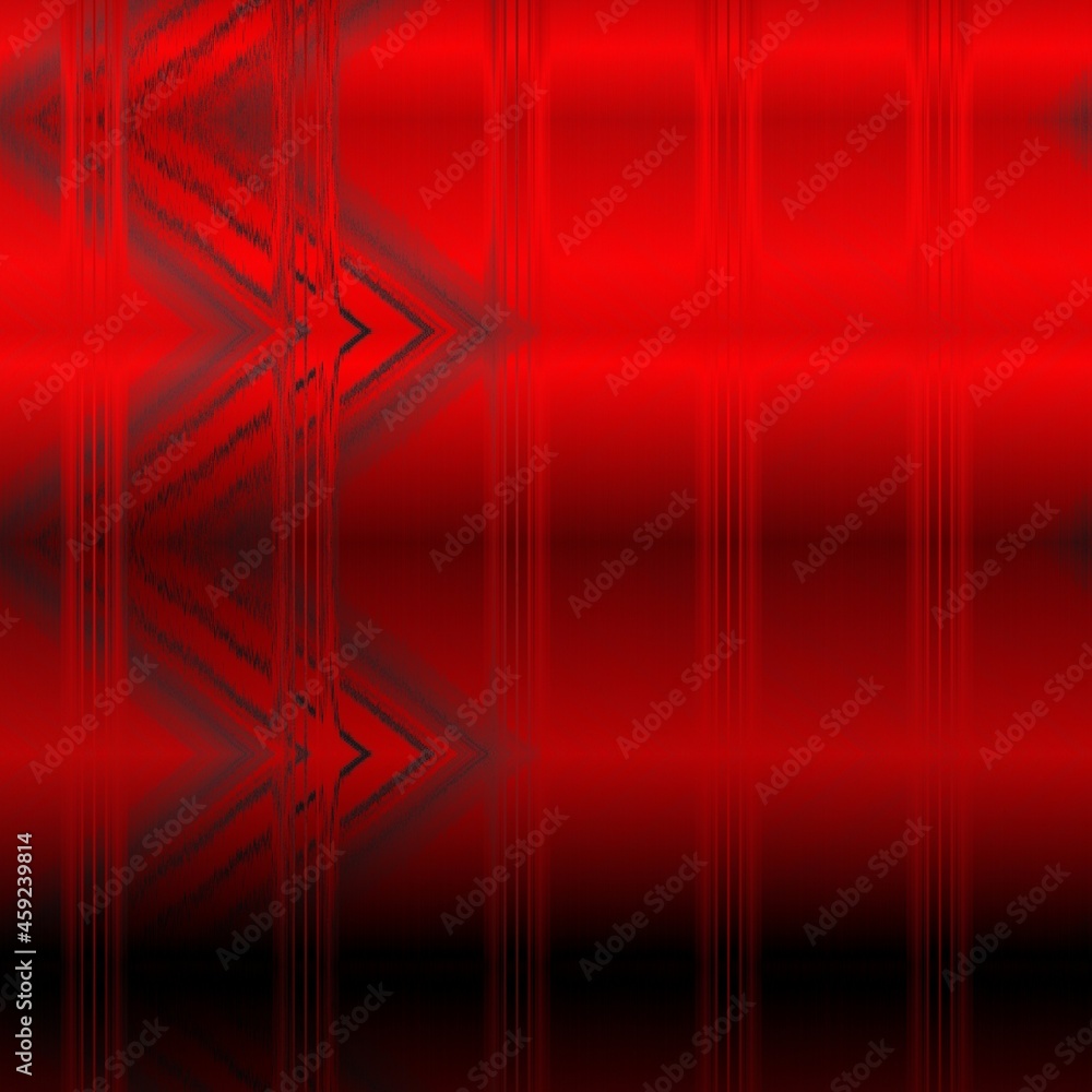 Poster repeating zigzag quicksilver design in vivid red to black coloured gradient in unique glowing style 