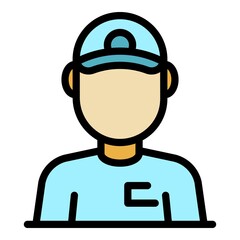 Train worker icon. Outline train worker vector icon color flat isolated